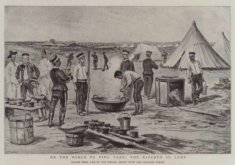 Na Marcha para Ping Yang, a Cozinha no Acampamento de Georges Ferdinand Bigot