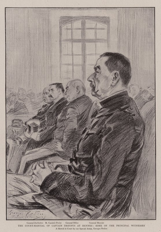A corte-marcial do capitão Dreyfus em Rennes, algumas das principais testemunhas de Georges Redon