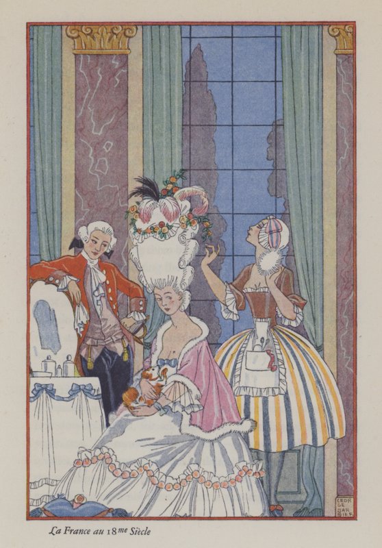 O Romance do Perfume: a França no século XVIII (lito a cores) de Georges (after) Barbier