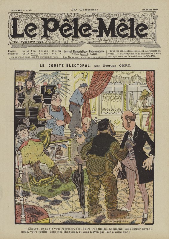 O comitê eleitoral. Ilustração para o Pelé-Mele, 1906 de Georges Antonin Henri Mory