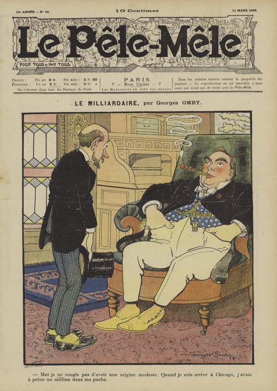 O bilionário. Ilustração para o Pelé-Mele, 1906 de Georges Antonin Henri Mory