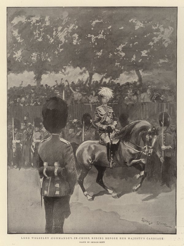 Lorde Wolseley (comandante em chefe) cavalgando na carruagem de Sua Majestade de Georges Bertin Scott
