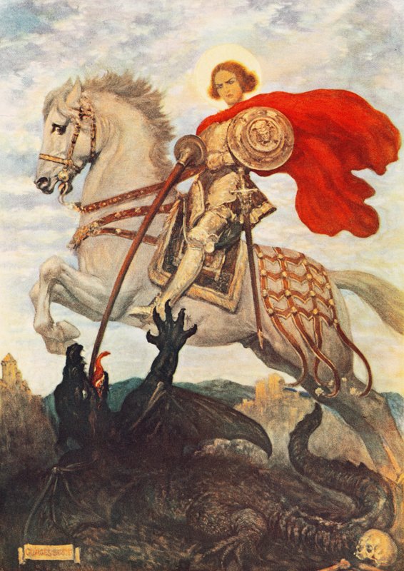 São Jorge e o Dragão (litografia a cores) de Georges Bertin Scott