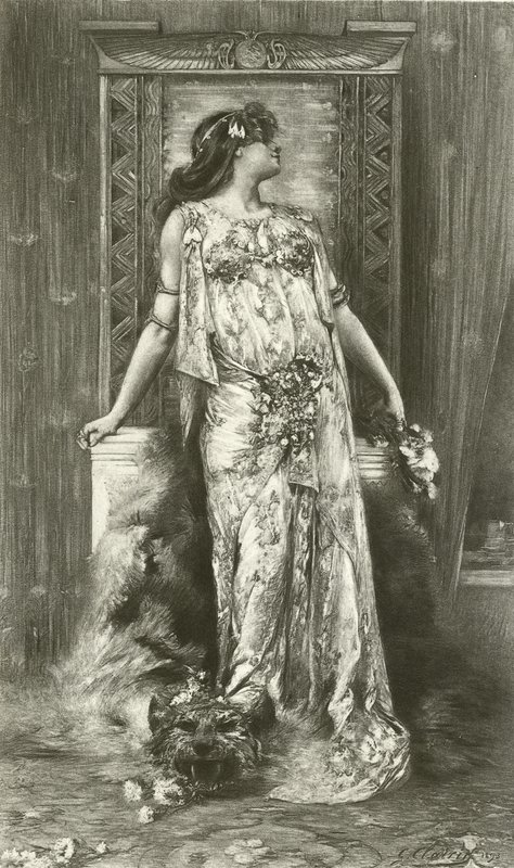 Sarah Bernhardt como Cleópatra (gravura) de Georges Clairin