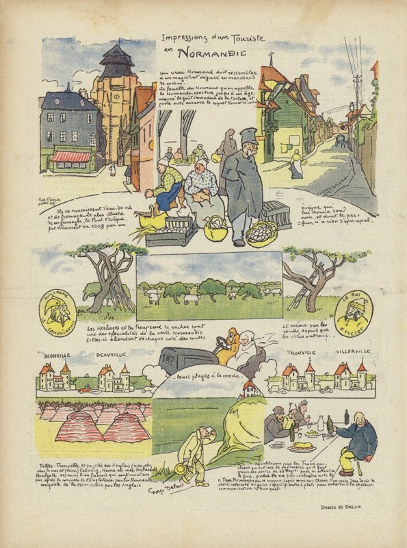 Impressões de um turista na Normandia. Ilustração para Le Rire de Georges Delaw