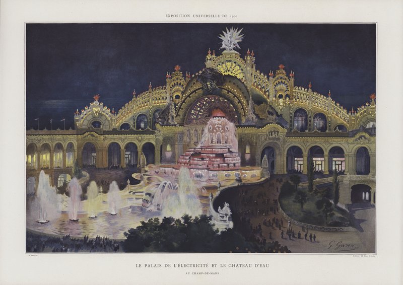 Palácio da Eletricidade e Chateau de l&39;Eau no Champ de Mars, 1900 Exposição Universal de Georges Felix Garen