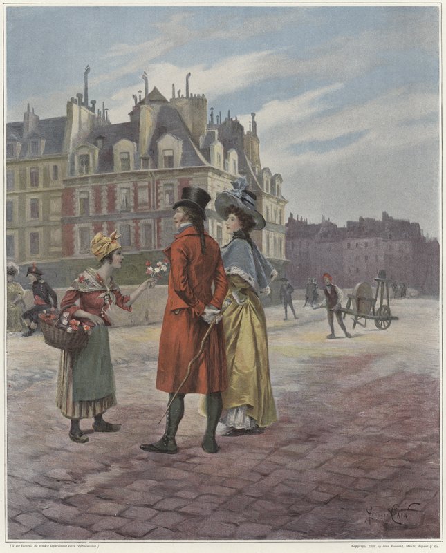 Vendedor de flores em Pont Neuf de Georges Jules Auguste Cain