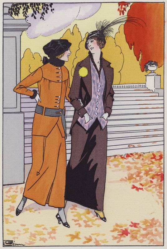 A moda feminina dos anos 20 pela estilista Augusta Bernard (cor litho) de Georges Leonnec
