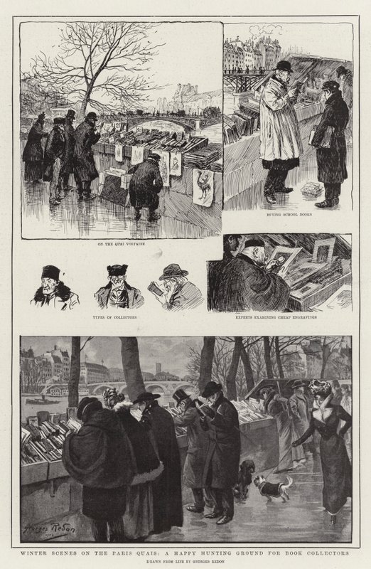 Cenas de Inverno no Paris Quais, um terreno de caça feliz para colecionadores de livros de Georges Redon