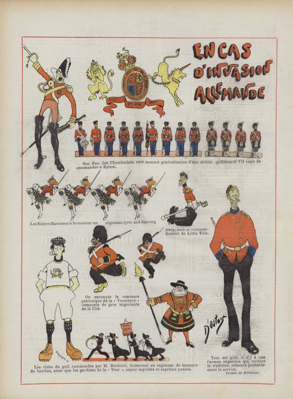 No caso de uma invasão alemã. Ilustração para Le Rire de Georges d 1878 1937 Ostoya
