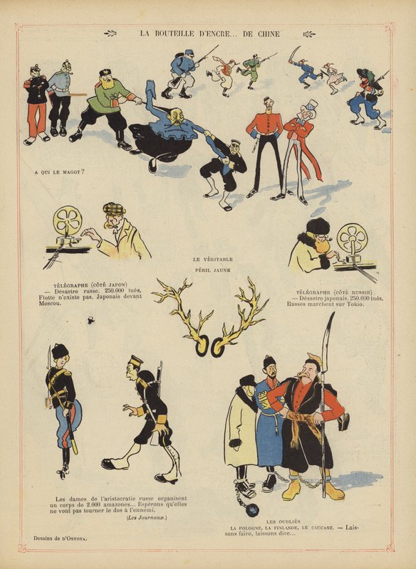 Sátira na guerra russo-japonesa. Ilustração para Le Rire de Georges d 1878 1937 Ostoya
