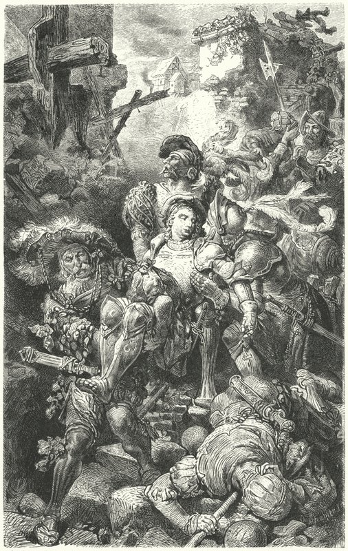 Franz von Sickingen mortalmente ferido no cerco de Burg Nanstein, 1523 de German School