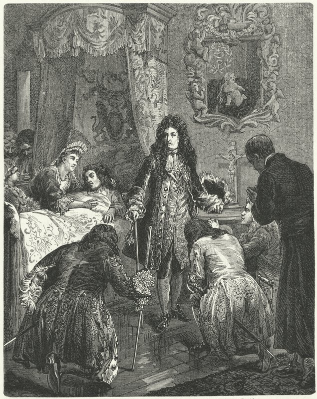 Luís XIV da França visitando James II da Inglaterra em seu leito de morte, 1701 de German School