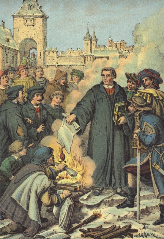Lutero incendeia as bulas papais, Wittenberg, 10 de dezembro de 1520 de German School