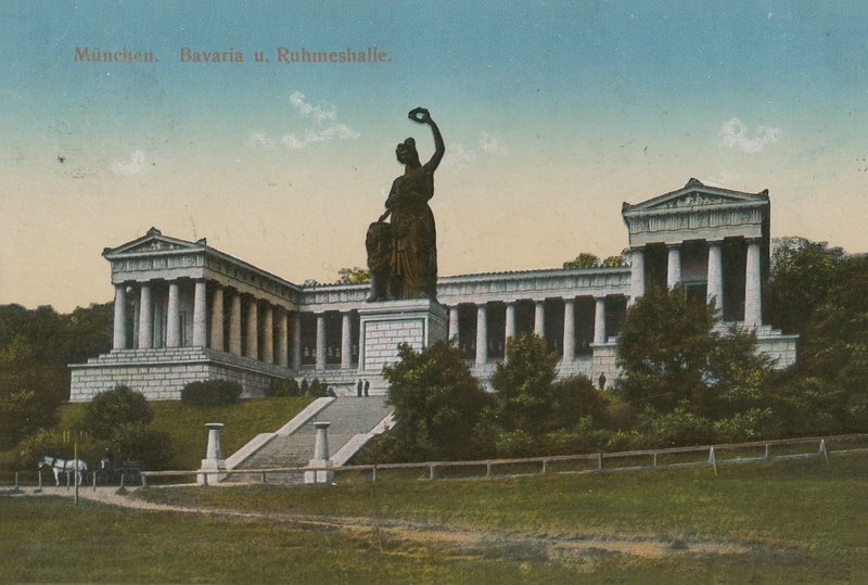 Estátua da Baviera e Ruhmeshalle, Munique. Postal enviado em 1913. de German Photographer