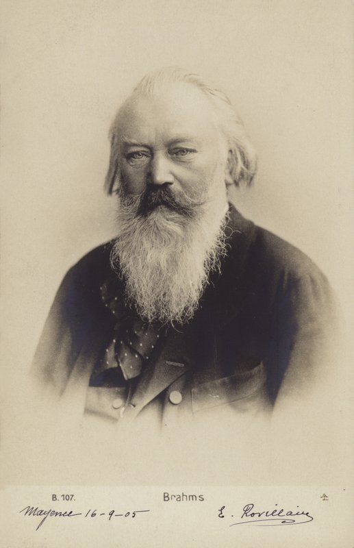 Johannes Brahms, compositor e pianista alemão (1833-1897) (fotografia a preto e branco) de German Photographer