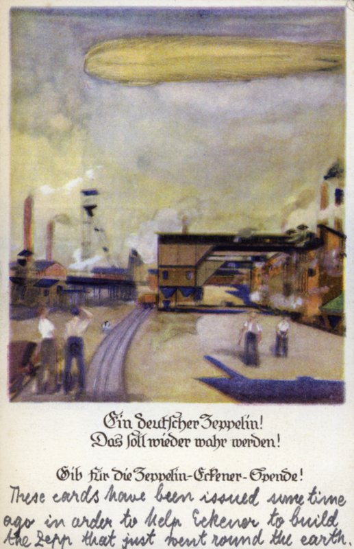 Um Zeppelin alemão! (cor litho) de German School