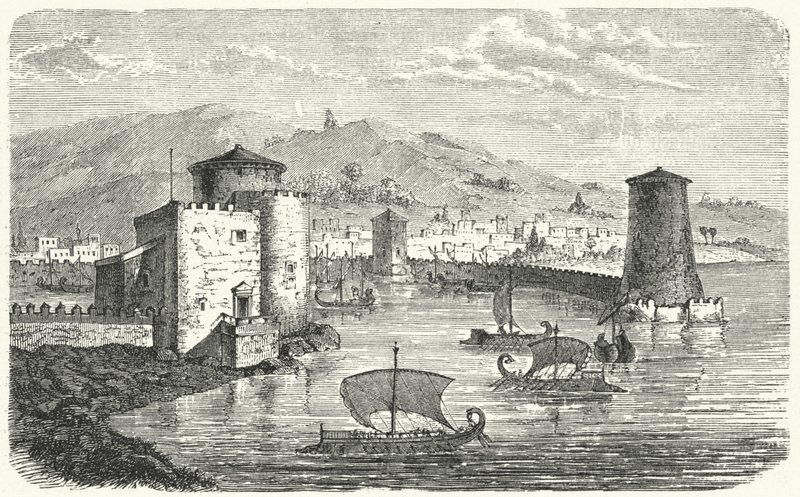 Um porto fenício (gravura) de German School