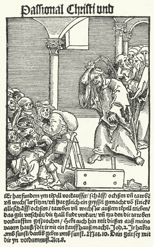 Uma página do panfleto anti-papista de Lutero, Passional Christi und Antichristi de German School