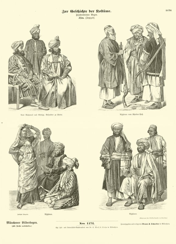 Trajes afegãos, século XIX de German School