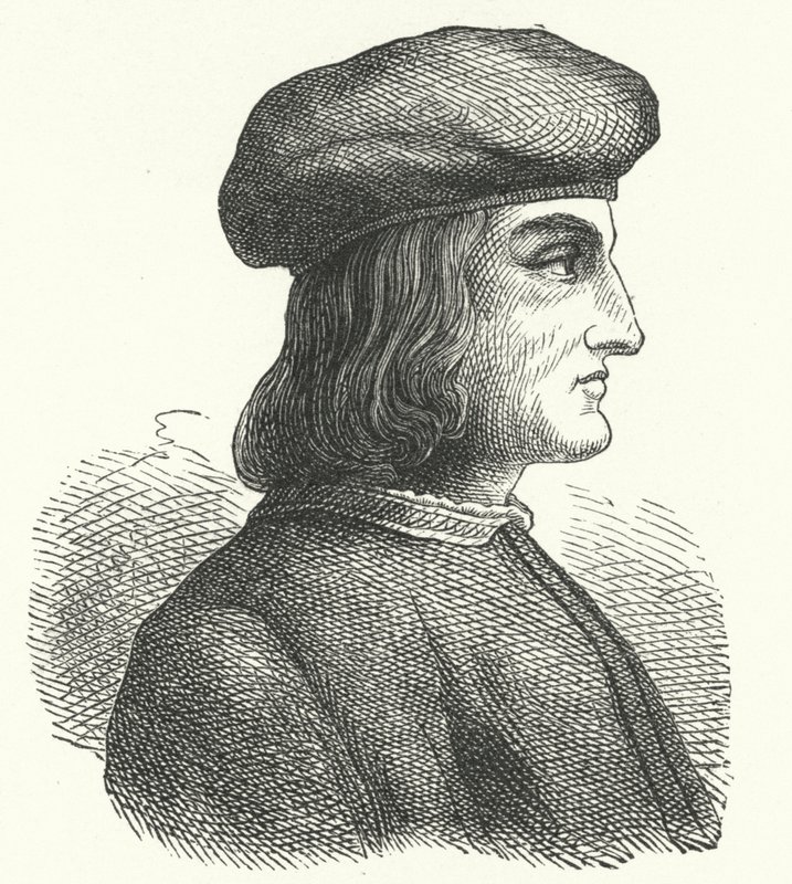 Aldus Manutius, humanista veneziano, estudioso, impressor e editor (gravura) de German School