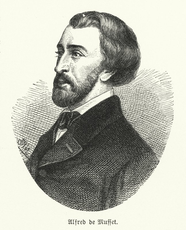 Alfred de Musset, dramaturgo, poeta e romancista francês (litho) de German School