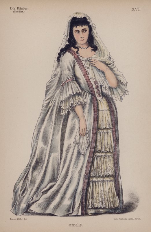 Amalie, de Die Rauber (Os Assaltantes) de Friedrich Schiller (cor litho) de German School