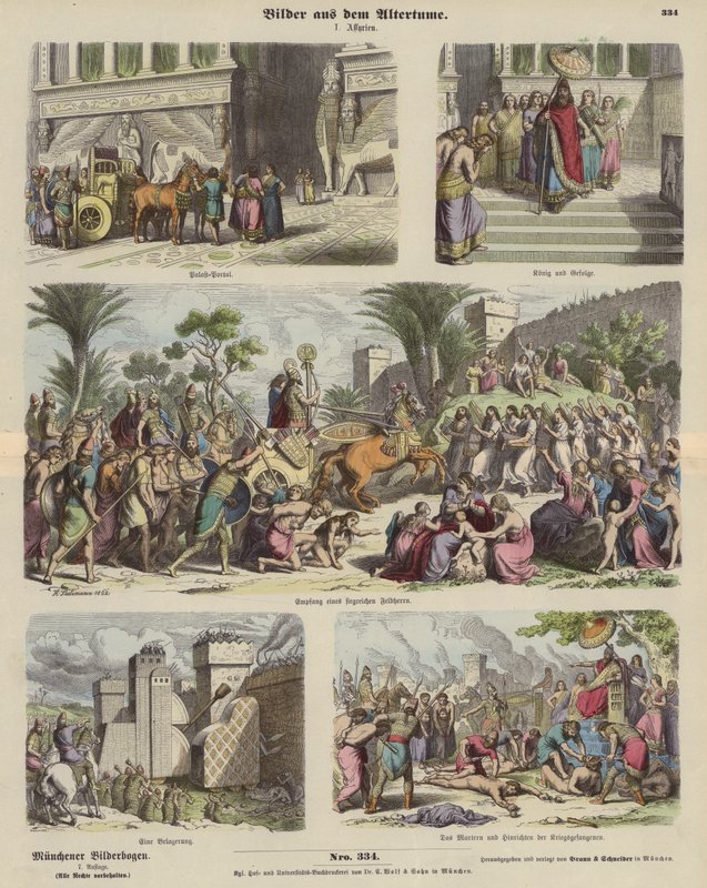 Antiga Assíria (gravura colorida) de German School