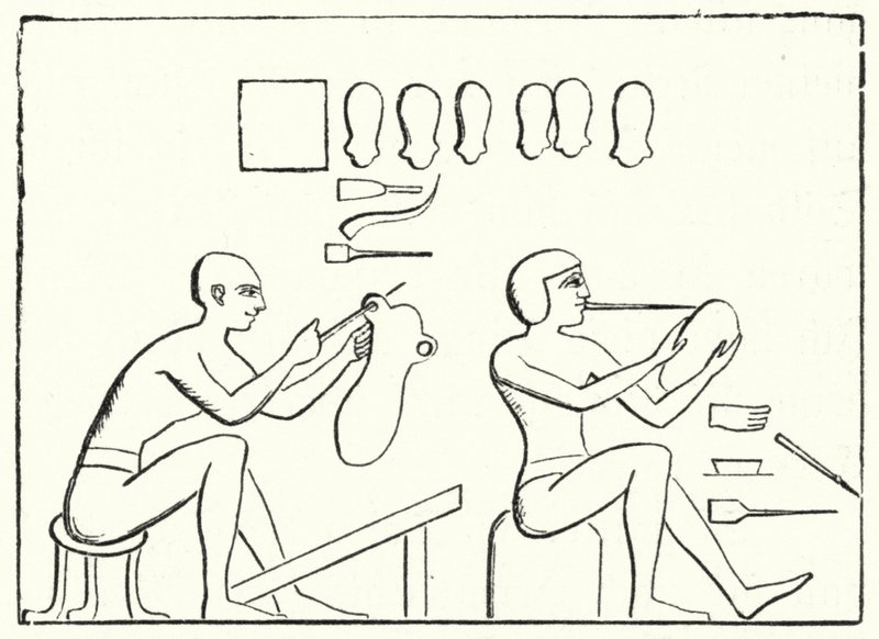 Antigos sapateiros egípcios (gravura) de German School