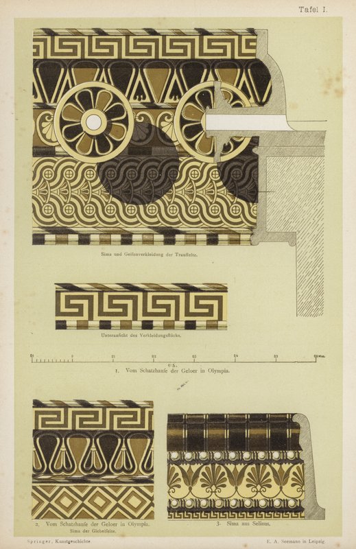 Decoração arquitectónica grega antiga (cor litho) de German School