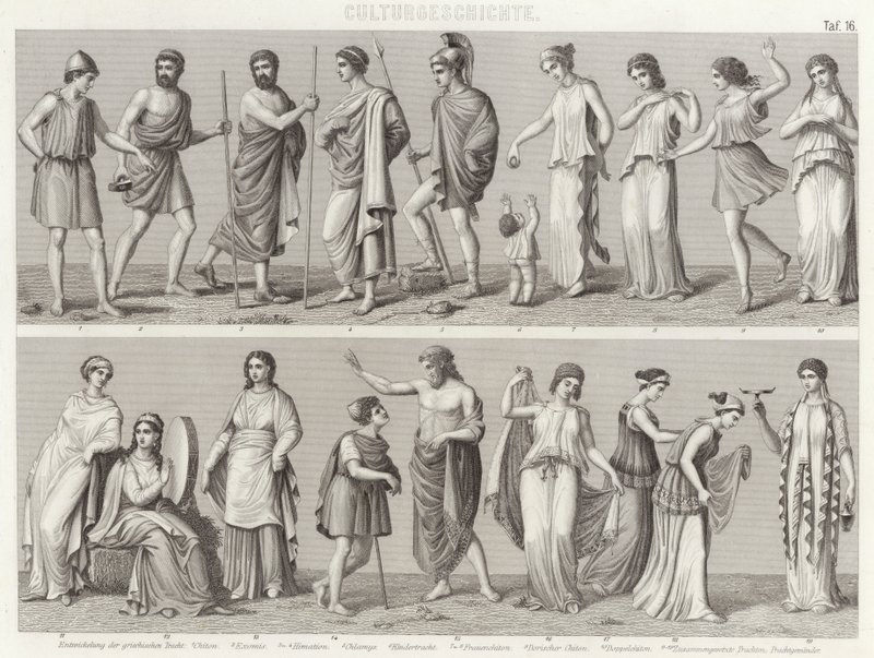 Fatos Gregos Antigos. Ilustração para Bilder-Atlas (gravura) de German School
