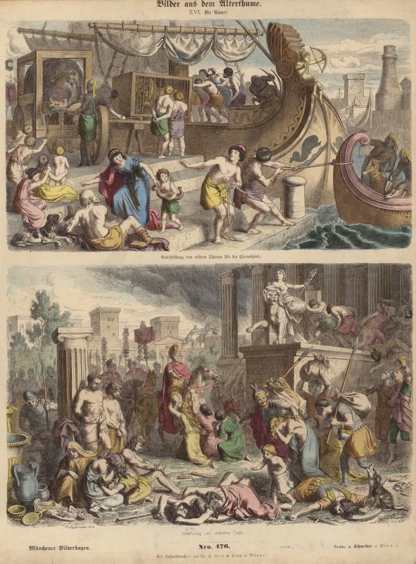 Roma Antiga (gravura colorida) de German School