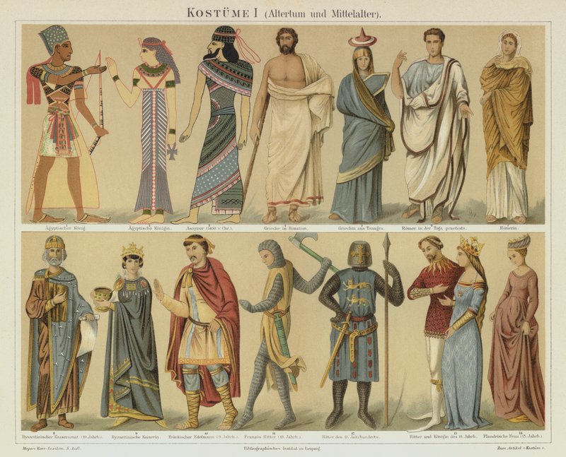 Roupas antigas e medievais (cor litho) de German School