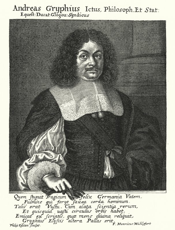 Andreas Gryphius, poeta e dramaturgo alemão (gravura) de German School