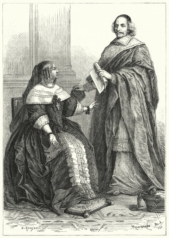 Ana da Áustria, regente de Luís XIV da França, e o Cardeal Mazarin, ministro-chefe da França de German School