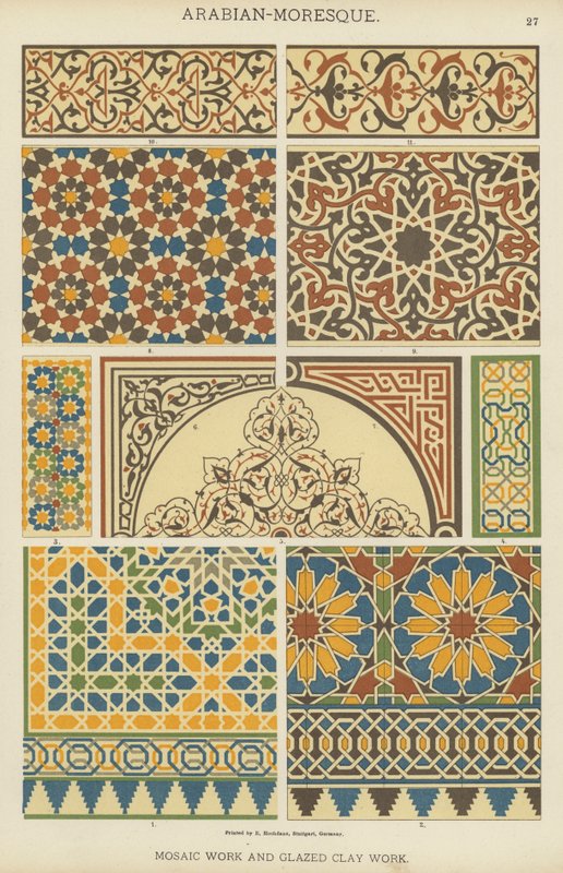 Trabalho Árabe-Mourisca, Mosaico e Argila Esmaltada de German School