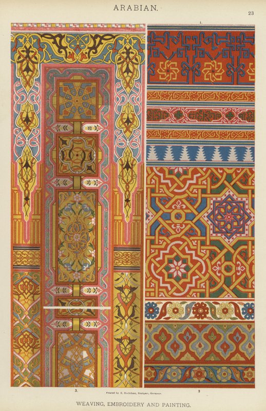 Árabe, Tecelagem, Bordados e Pintura (cor litho) de German School