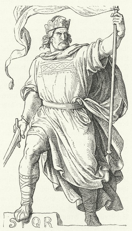 Arnulf of Carinthia, disputado Rei da Itália e Santo Imperador Romano (gravura) de German School