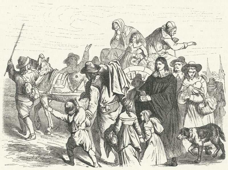 Chegada dos imigrantes franceses Huguenot a Brandenburgo após o Grande Eleitor Frederick William emitir o Édito de Potsdam em 1685 (gravura) de German School