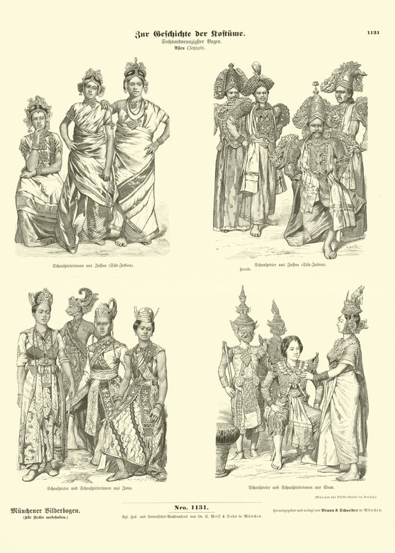 Trajes de atores asiáticos, final do século XIX de German School