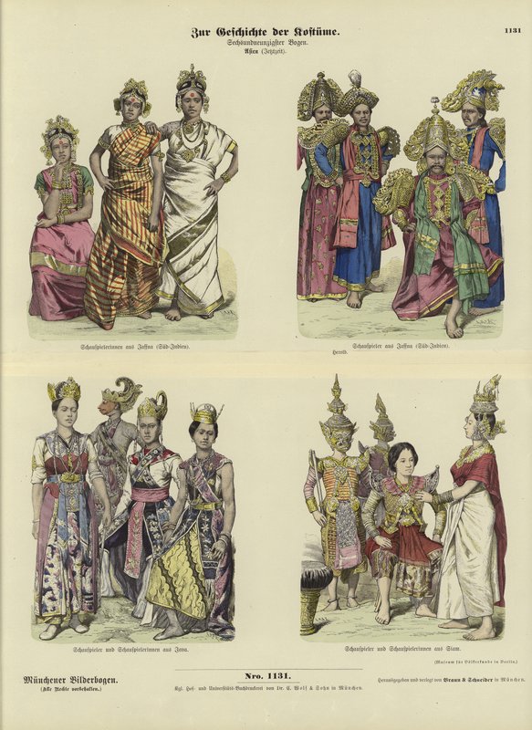 Trajes de atores asiáticos, final do século XIX de German School