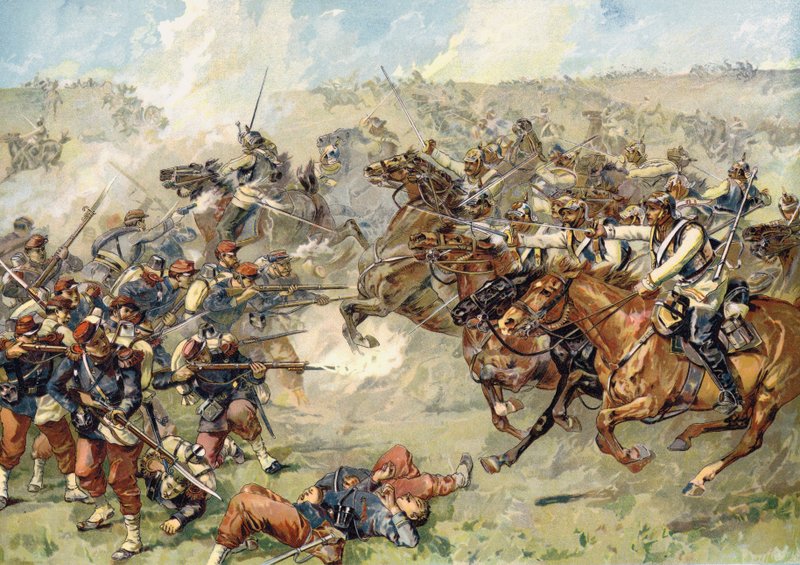Ataque de couraceiros prussianos em Vionville, Batalha de Mars-le-Tour, 16 de agosto de 1870 de German School