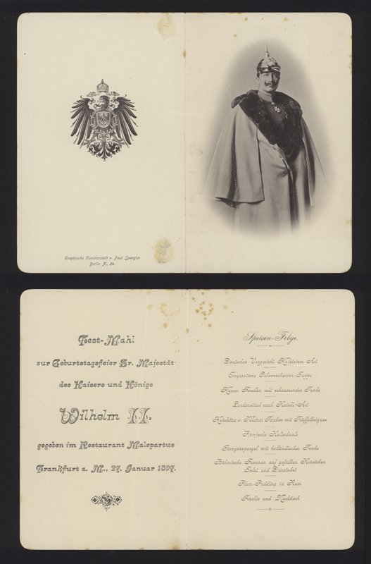 Banquete em homenagem ao aniversário do Kaiser Wilhelm II da Alemanha, Frankfurt, 27 de Janeiro de 1897 (litho) de German School