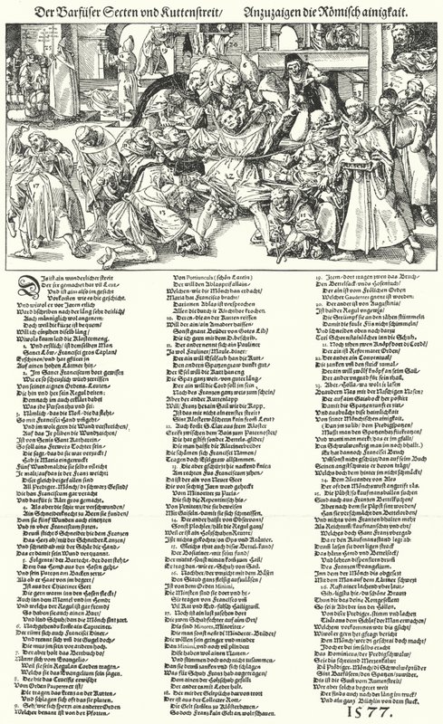 As Seitas Descalças e a Disputa do Hábito do Monge (gravura) de German School