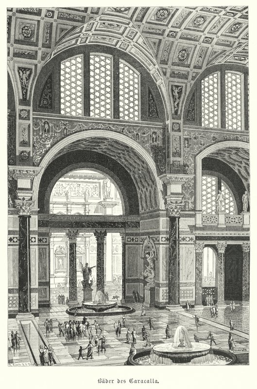 Banhos de Caracalla, Roma (gravura) de German School