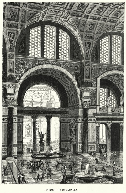 Banhos de Caracalla, Roma (Litho) de German School