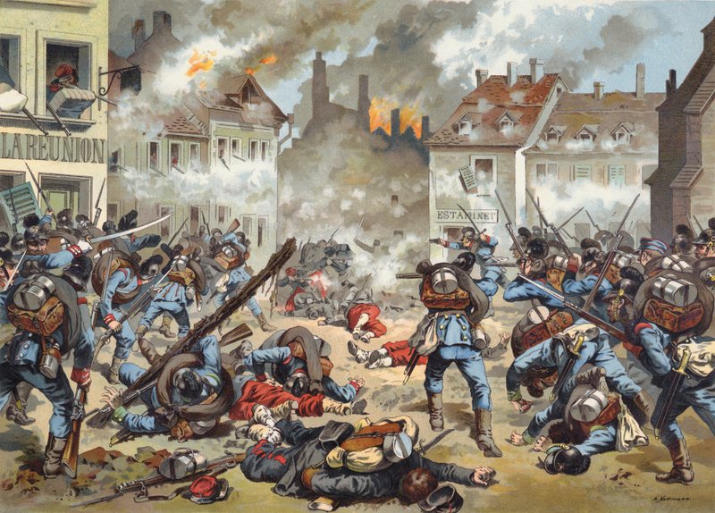 Batalha nas ruas de Bazeilles, Guerra Franco-Prussiana, 1 de setembro de 1870 de German School