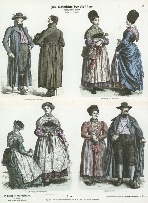 Trajes bávaros, século XIX de German School