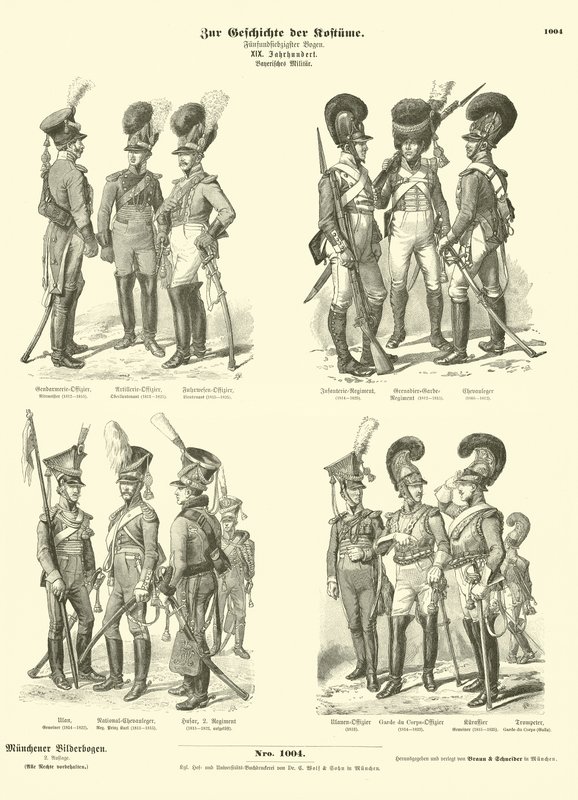 Uniformes militares bávaros, início do século XIX de German School