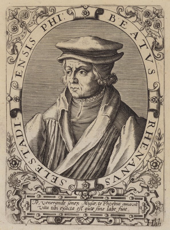 Beato Rhenanus, humanista alemão, estudioso e reformador religioso (gravura) de German School